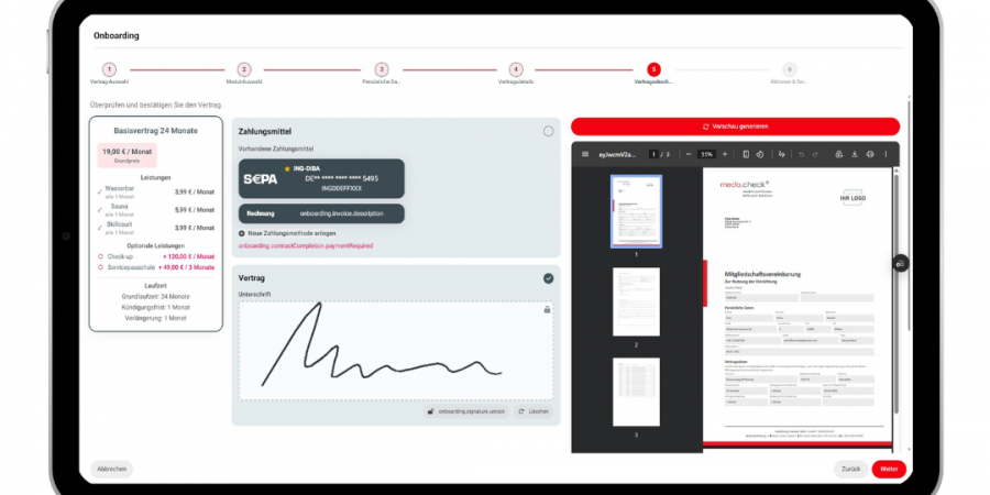 Konfigurierbares Vertrags-Onboarding